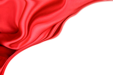 Red silk fabric on white
