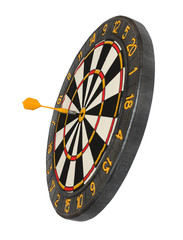 dartboard with dart in aim