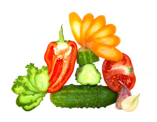 Decorative cut up fresh vegetables