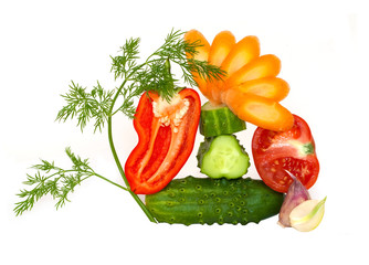 Fototapeta na wymiar Decorative cut up fresh vegetables