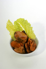 some fresh organic mussel ready to eat