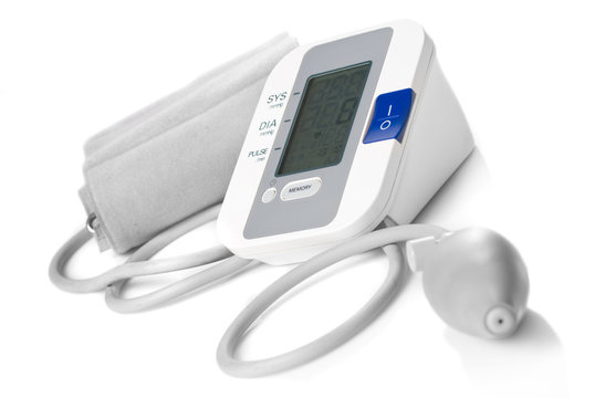 Automatic digital blood pressure monitor isolated on white