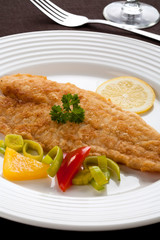 Fish dish - fried cod fillet with vegetables