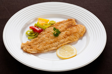 Fish dish - fried cod fillet with vegetables