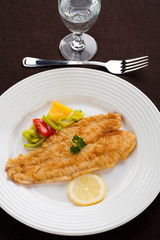 Fish dish - fried cod fillet with vegetables