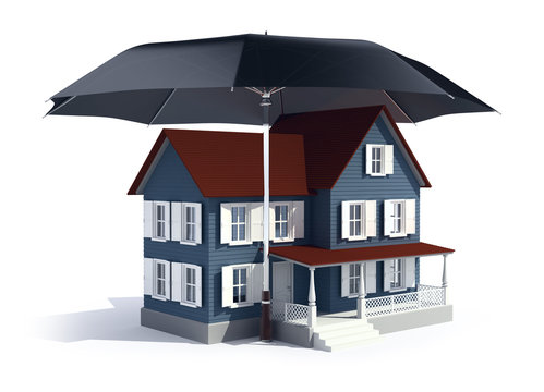 Insurance Concept -  House Under Umbrella