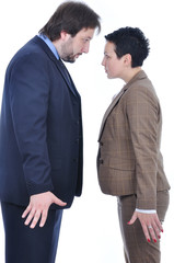 Two confronted persons, male and female