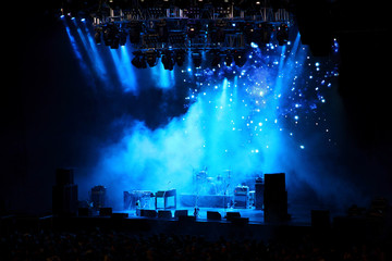 empty stage in blue light