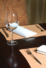 glass goblet on table