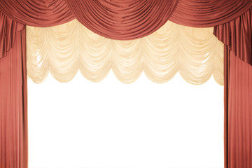red stage curtain with a tull