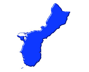 Guam 3d map with national color
