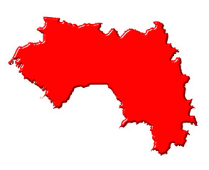 Guinea 3d map with national color