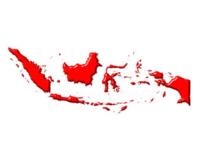 Indonesia 3d map with national color