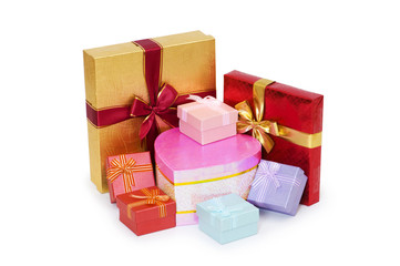 Gift boxes isolated on the white background