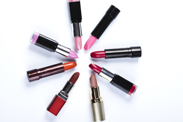 Lipsticks on wghite background