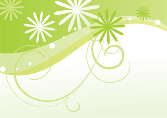 green vector summer banner frame with flowers