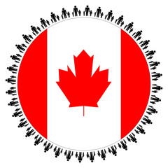 Canadian flag with families