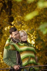 Young couple outdoor at autumn