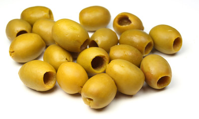 Olives on white background