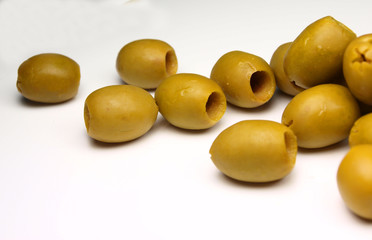 Olives on white background