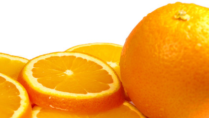 Orange with slices isolated on white