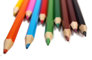 Colored crayons isolated on white