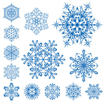 Snowflakes on white