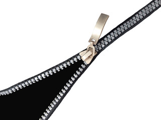 Zipper on white and black background