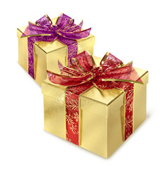 Two golden gift boxes