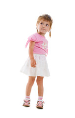 Cute little girl on white