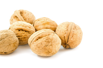 pile of Walnut isolated on white