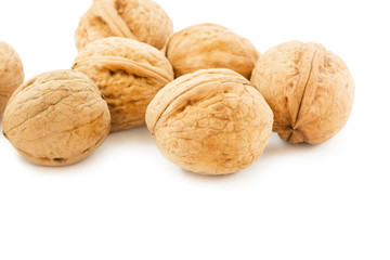 pile of Walnut isolated on white