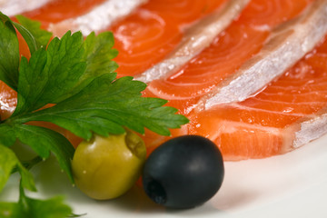 Cooked salmon fillets with sauce