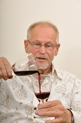 Senior testing wine