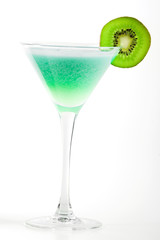 Alcohol cocktail with kiwi in martini glass
