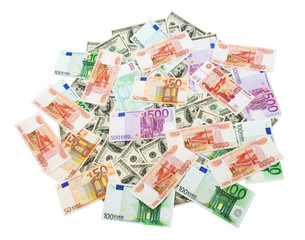 Roubles, dollars and euros background