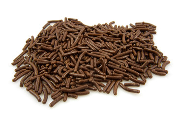 pile op Dutch chocolate sprinkles over white background