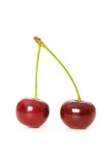 Cherries isolated on the white background