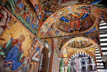 Holy Virgin Rila monastery fresco - obrazy, fototapety, plakaty