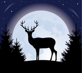 Deer and the moon.