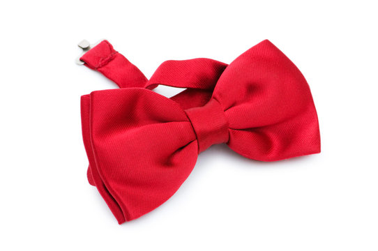 Red bow tie isolated on the white