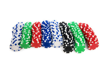 Casino chips isolated on the white