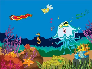 Washable wall murals Submarine sea animals