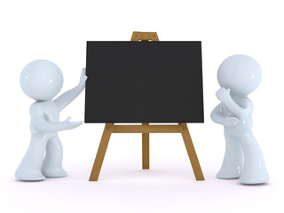 Presenting the idea on a black board