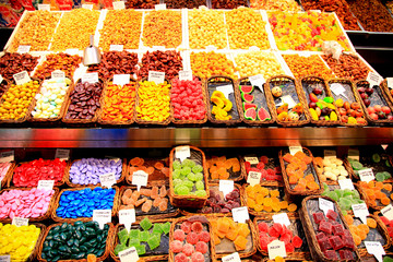 vendor display at a farmer Market in Barcelona