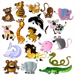 Door stickers Zoo Cartoon animals vector