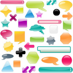 Collection of colored, glossy web elements