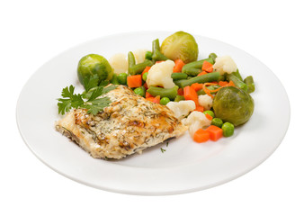 baked meat with vegetable .