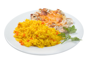 baked meat with rice indian curry