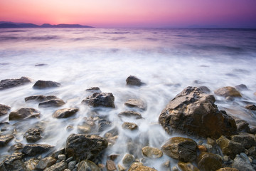 waves on the rocky shore